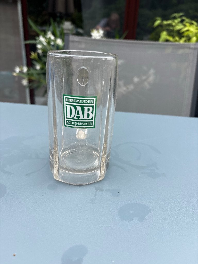 Vintage DAB (Dortmunder Actien-Brauerei) bierglas, Ophalen of Verzenden, Zo goed als nieuw, Glas of Glazen, Overige merken