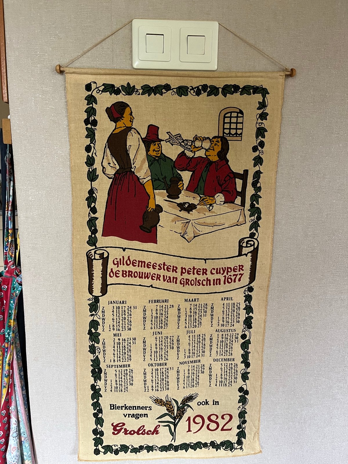 Vintage Grolsch Reclamekalender 1982 - Gildemeester Cuyper, Ophalen of Verzenden, Gebruikt, Overige typen