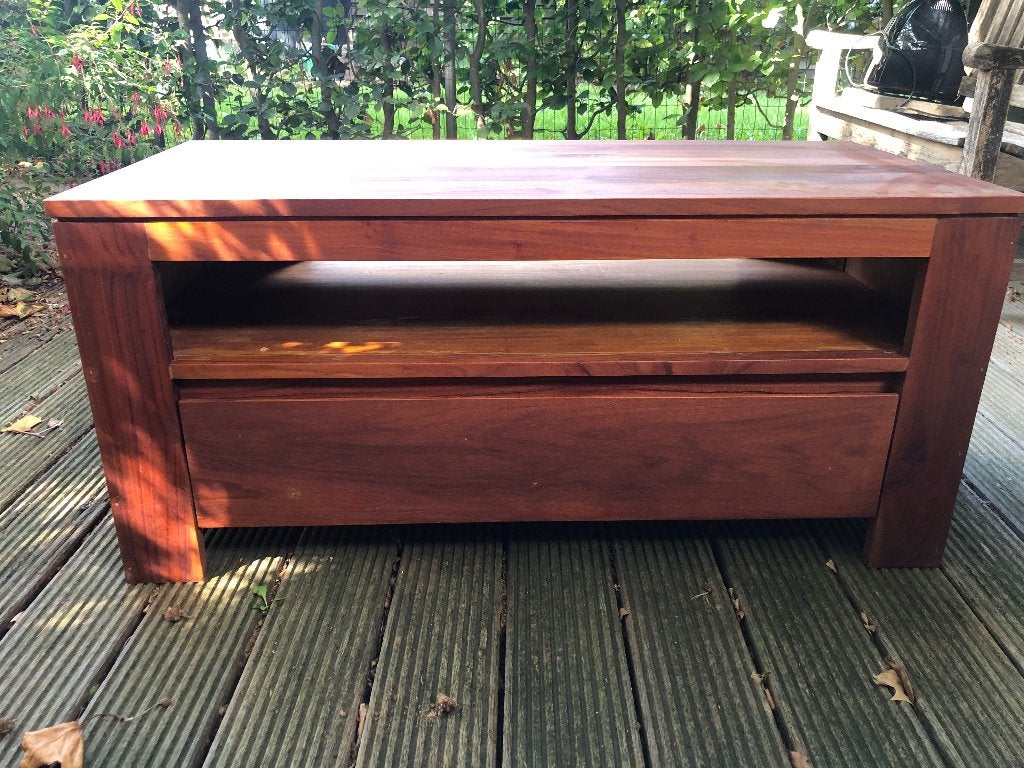 Teak tv meubel, Ophalen, Gebruikt, Teakhout, Minder dan 100 cm