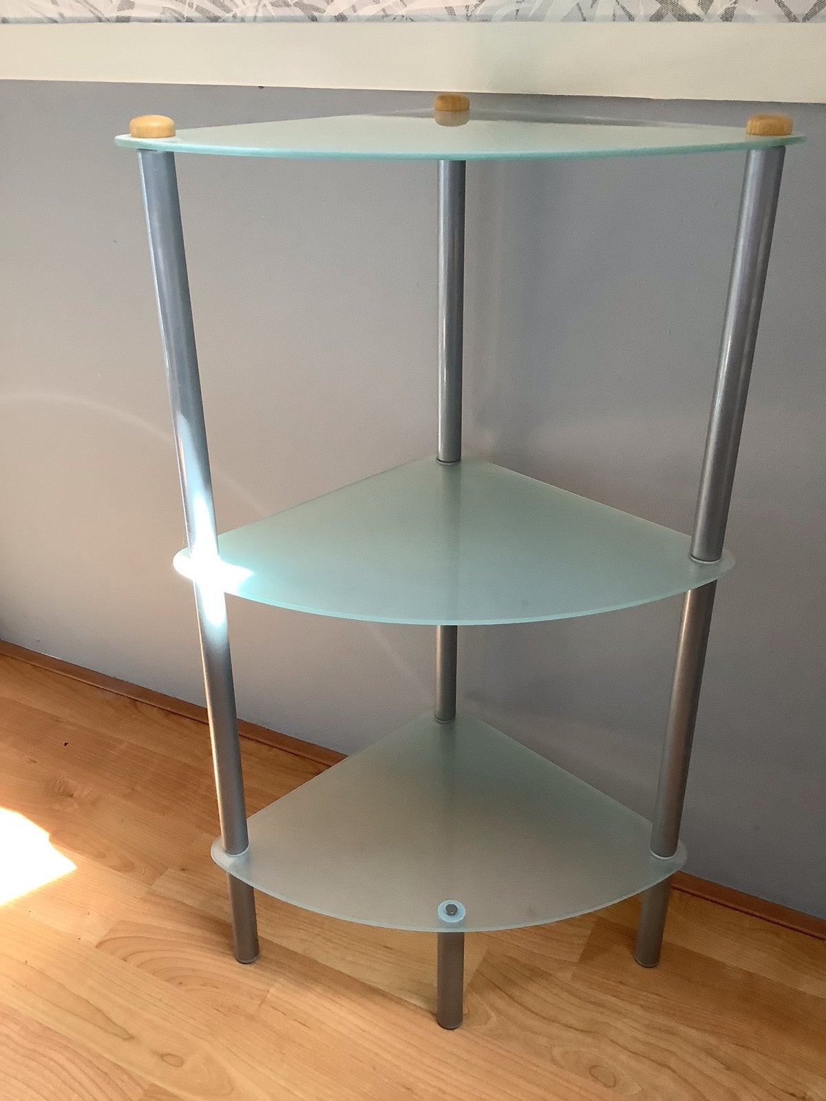 Glazen hoekrekje met 3 planken - Zo goed als nieuw, Ophalen, Zo goed als nieuw, Modern, Glas