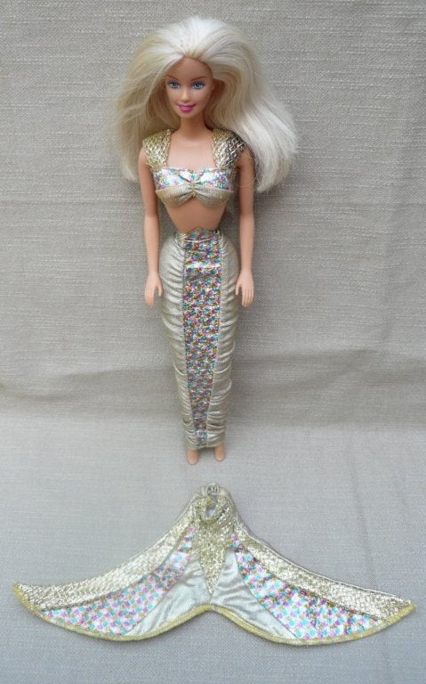 Nostalgische Barbie Gouden zeemeermin, Verzamelen, Ophalen of Verzenden, Gebruikt, Pop