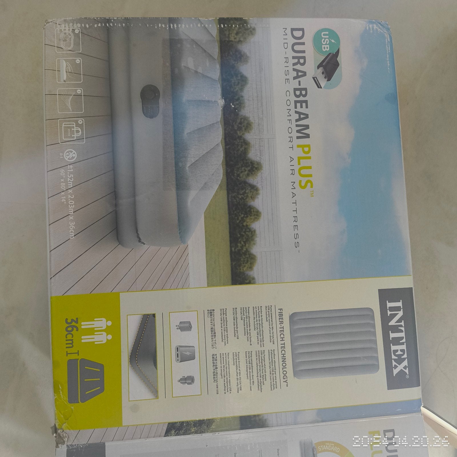 Intex Dura Comfort luchtbed - 36x152x203 , 2 persoons, Tweepersoons, 200 cm, Metaal, Grijs