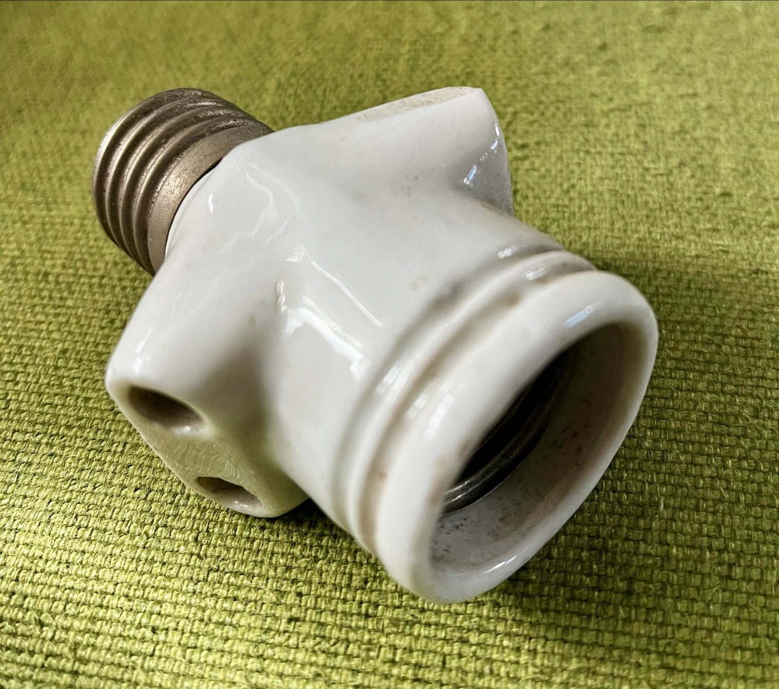 Vintage porseleinen Y-adapter voor lampfitting, Ophalen of Verzenden