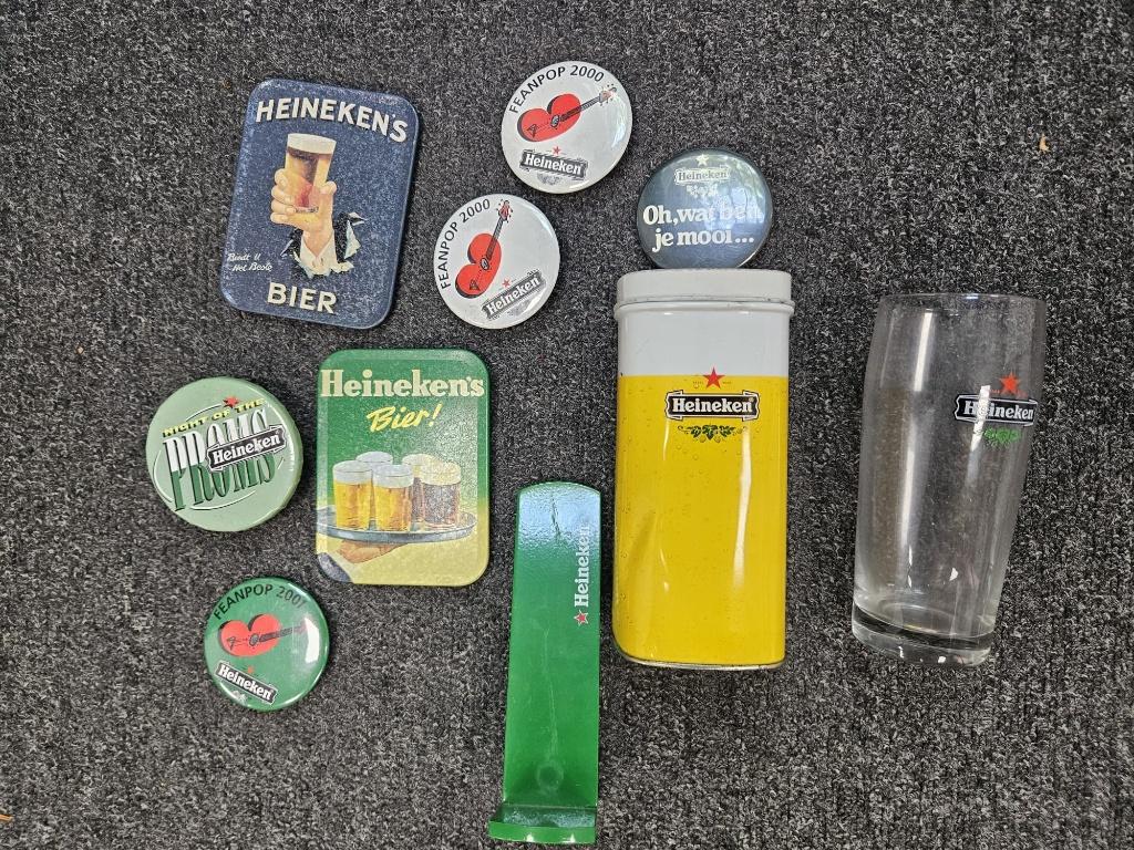 Mooie partij Heineken verzamelitems, Ophalen of Verzenden, Gebruikt, Overige typen, Heineken