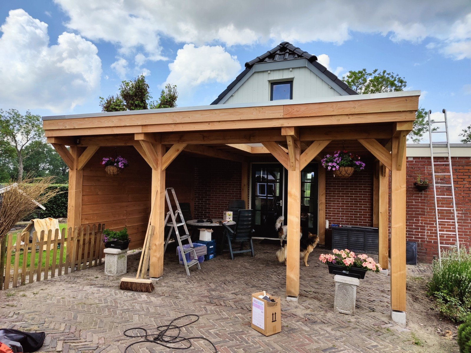 Maatwerk douglas & eiken overkapping, Ophalen, Nieuw, Veranda