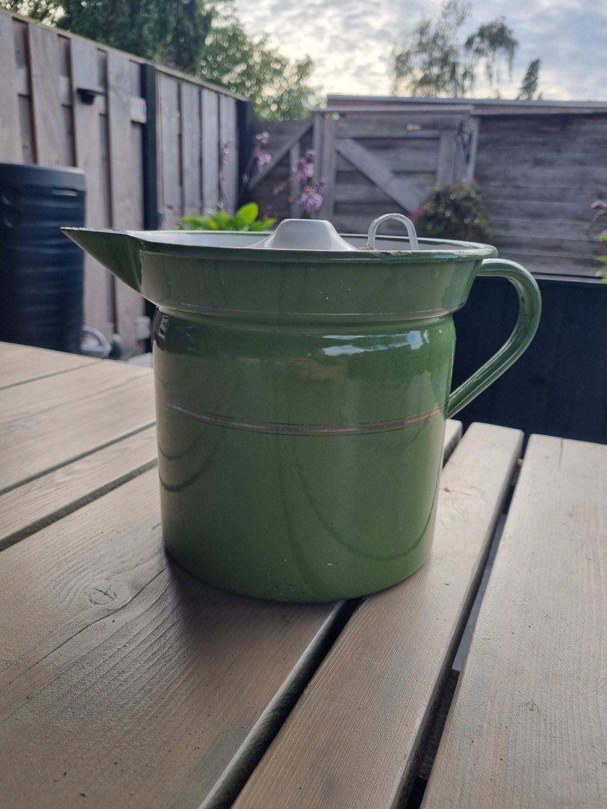 Vintage geëmailleerde koffiekan/waterkan - Groen, Ophalen of Verzenden
