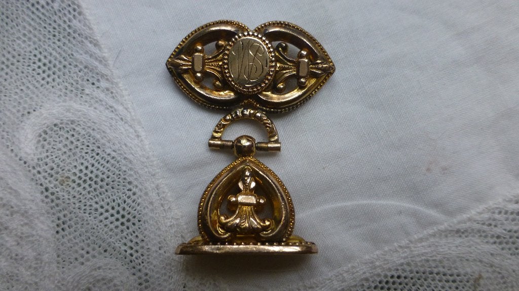 Antiek Goldfilled Cachet / Signet met rosé Goud ca. 1890, Verzenden, Koper, Ring, Verguld