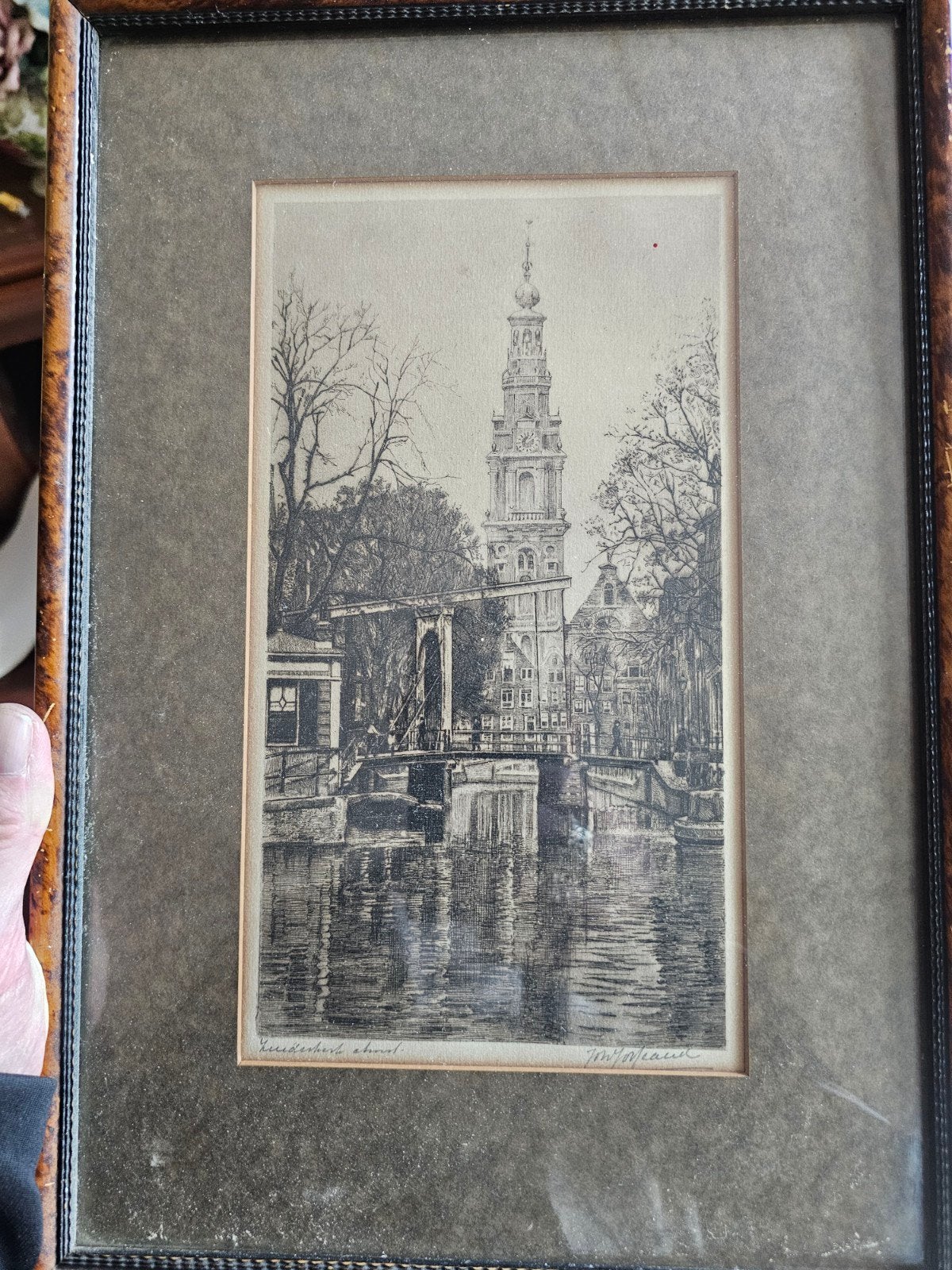 Oude ets van Amsterdam: zuiderkek  en gracht, Antiek en Kunst, Kunst | Etsen en Gravures, Ophalen