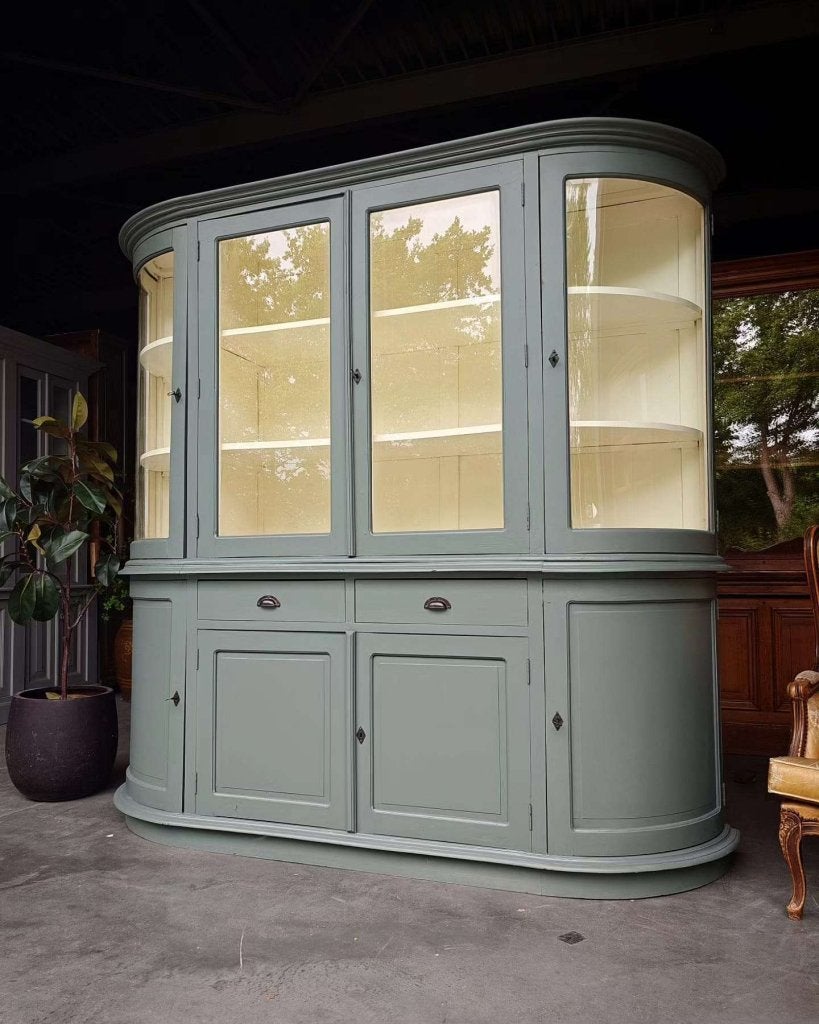 Prachtige halfronde vitrinekast | "Eucalyptus" #6183, Huis en Inrichting, Metaal, Met deur(en), -, 200 cm of meer