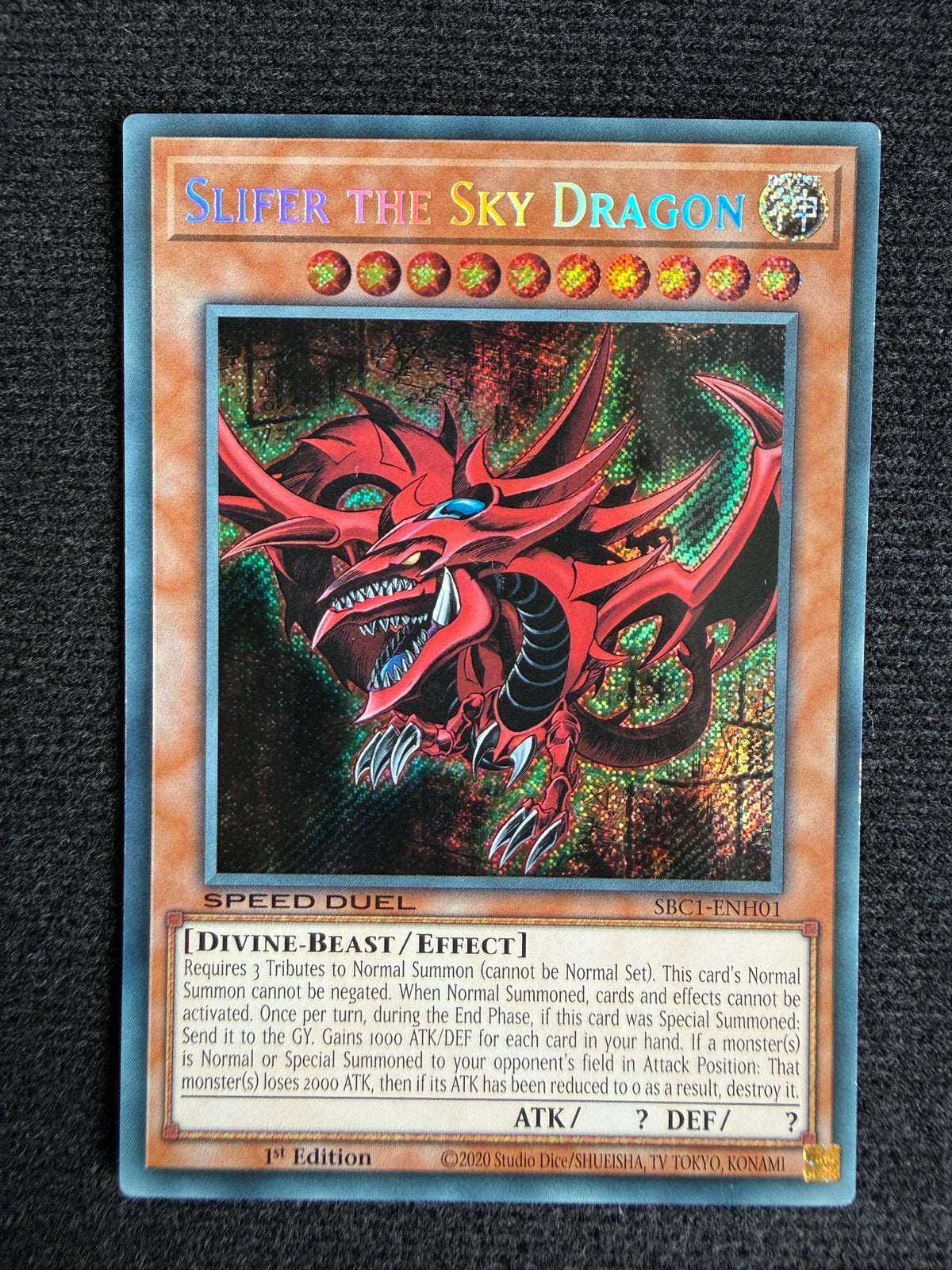 Slifer the Sky Dragon SBC1-ENH01 1st Edition, Verzenden, Zo goed als nieuw, Losse kaart, Foil