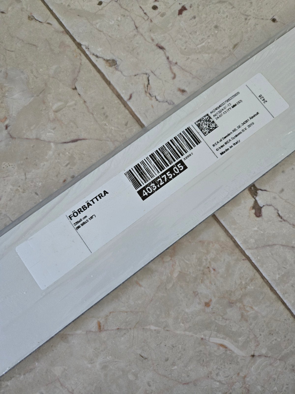 Nieuw! IKEA FÖRBÄTTRA Plint wit 220x8 cm, Ophalen, Nieuw, Mdf, 200 tot 250 cm