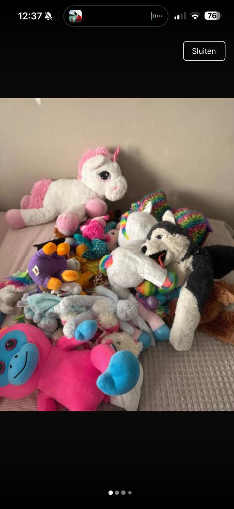 Grote verzameling knuffels, diverse soorten en maten, Ophalen, Eenhoorn, Zo goed als nieuw, Middelgroot (20 tot 80 cm)