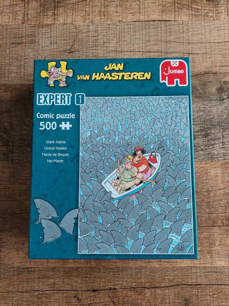 Leuke Jan van Haasteren Expert (1) puzzel ! Overal Haaien, Ophalen of Verzenden, 500 t/m 1500 stukjes, Zo goed als nieuw, Legpuzzel