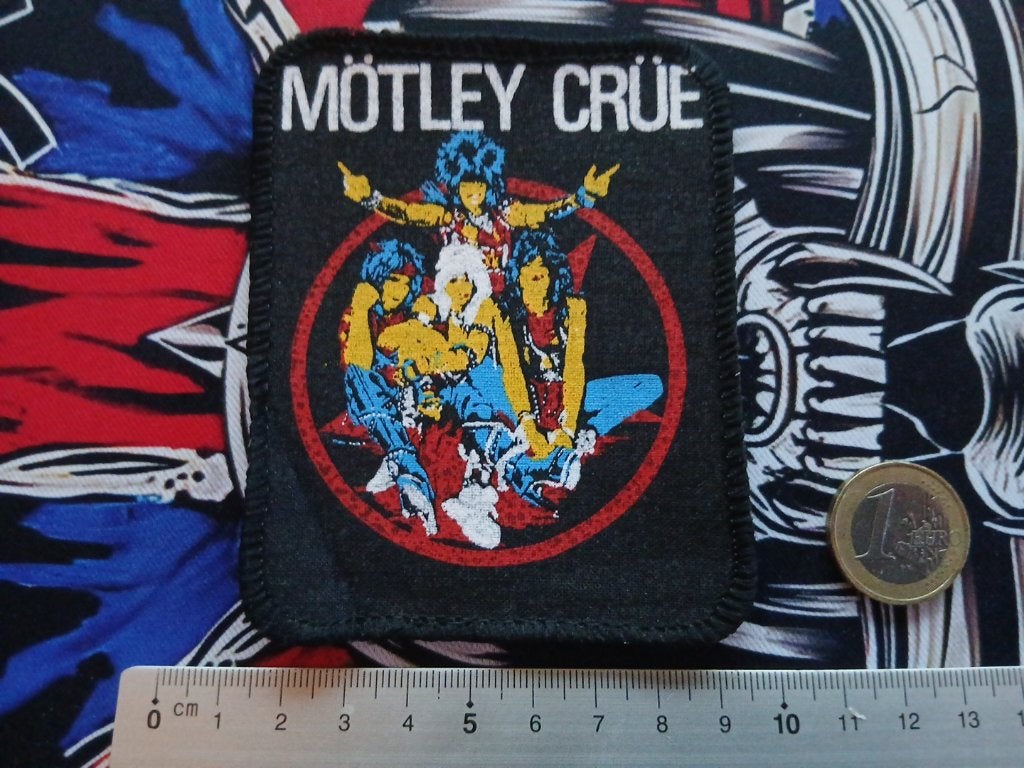 Motley Crue mooie vintage 1984 patch m412 pband + pentagram, Ophalen of Verzenden, Nieuw, Kleding