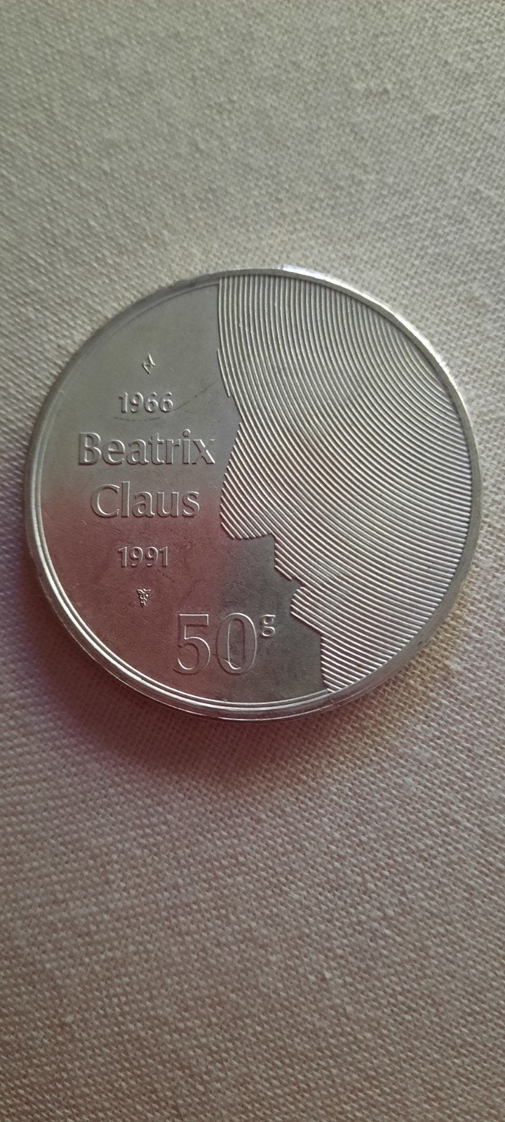 Zilveren 50 gulden munt Beatrix Claus 1966-1991, Postzegels en Munten, Koningin Beatrix, Ophalen of Verzenden, Zilver, Losse munt