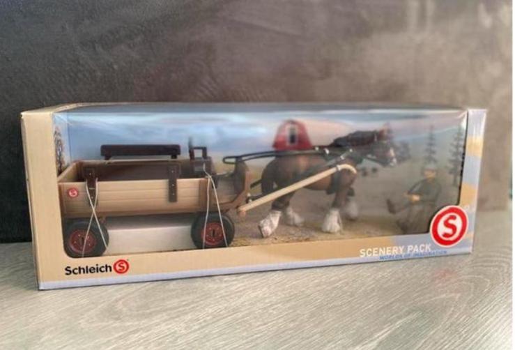 Schleich Exclusive Scenary Pack Boerenkar ~ 72003, Ophalen of Verzenden, Zo goed als nieuw, Paard, Beeldje of Figuurtje