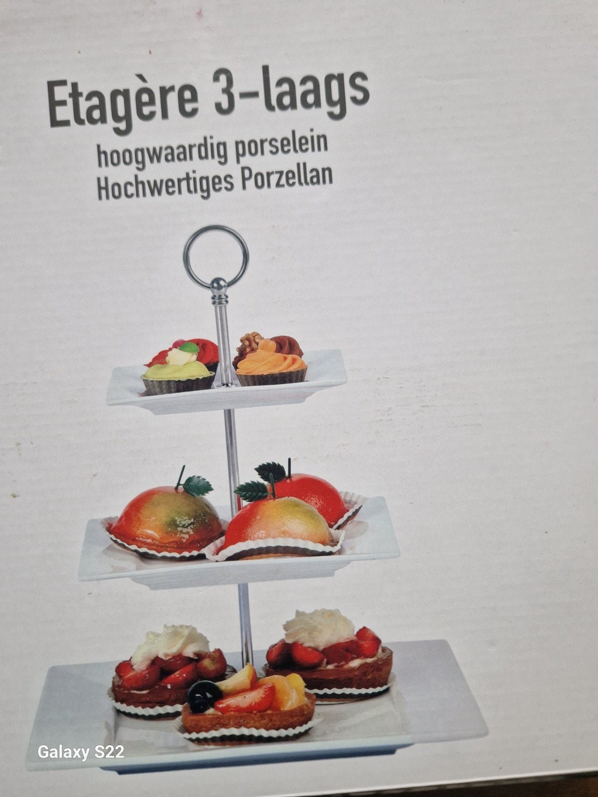 Xenos 3-laags etagère van hoogwaardig porselein, Ophalen, Overige merken, Overige typen, Nieuw