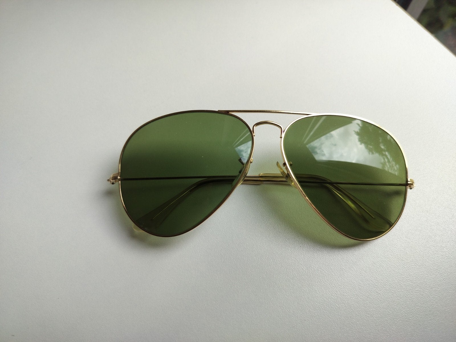 Ray Ban Aviator 62-14 80's met groene glazen, B&L, Ophalen of Verzenden