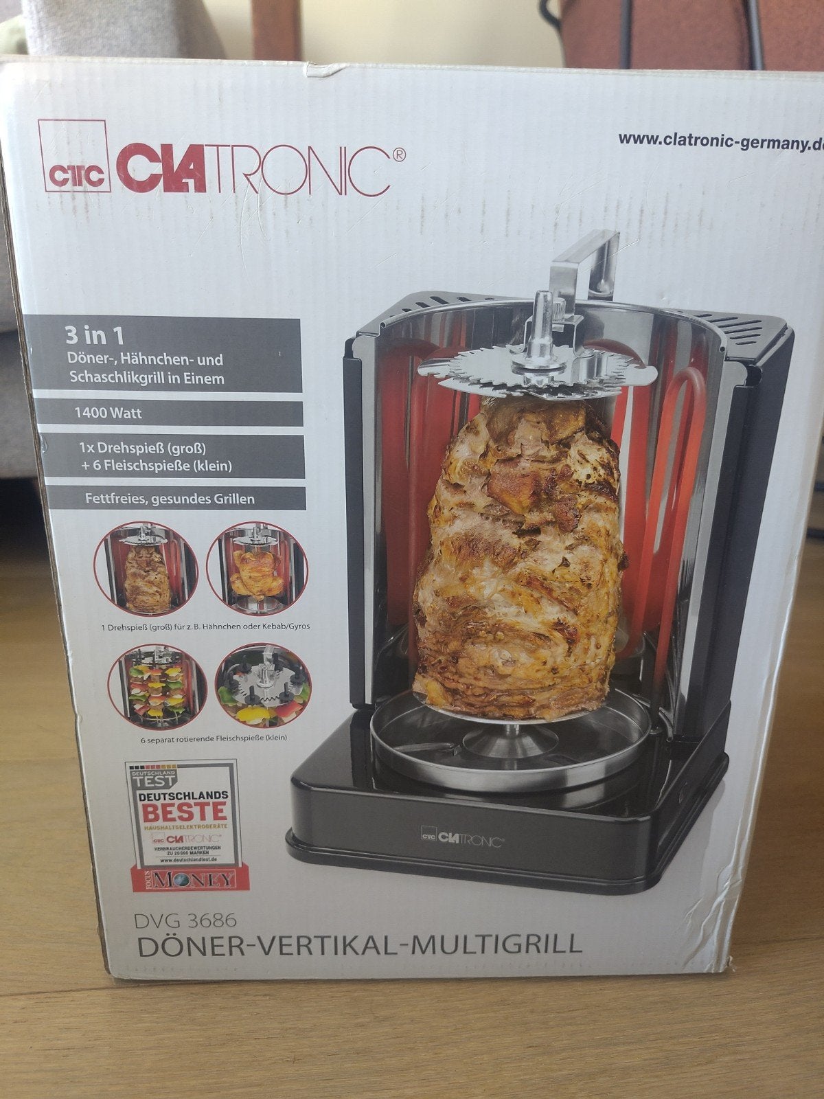 Clatronic DVG 3686 Döner-Vertikal-Multigrill 1400W, Ophalen, Nieuw