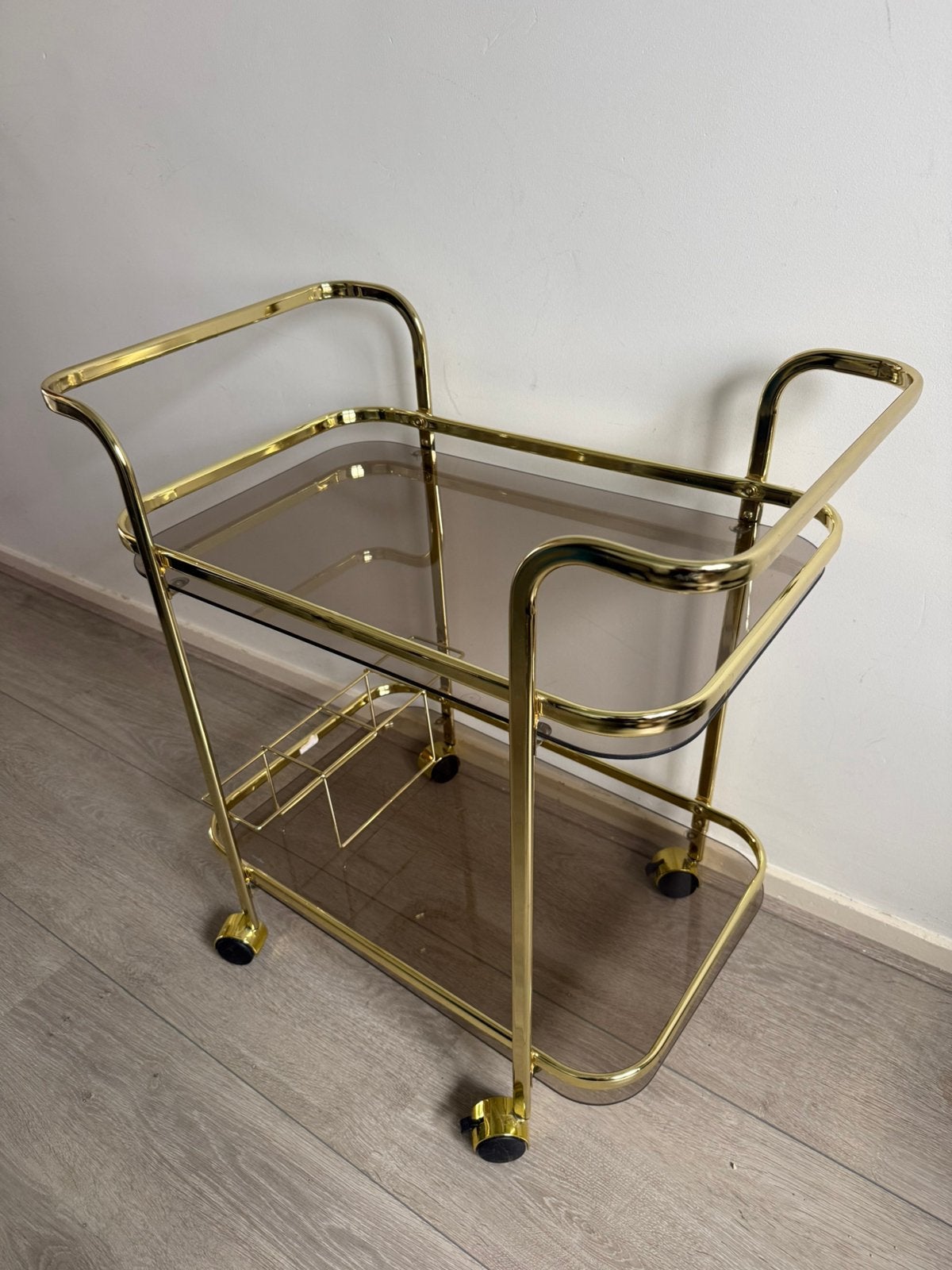 Serveerwagen goud met rookglas, Huis en Inrichting, Ophalen, Zo goed als nieuw