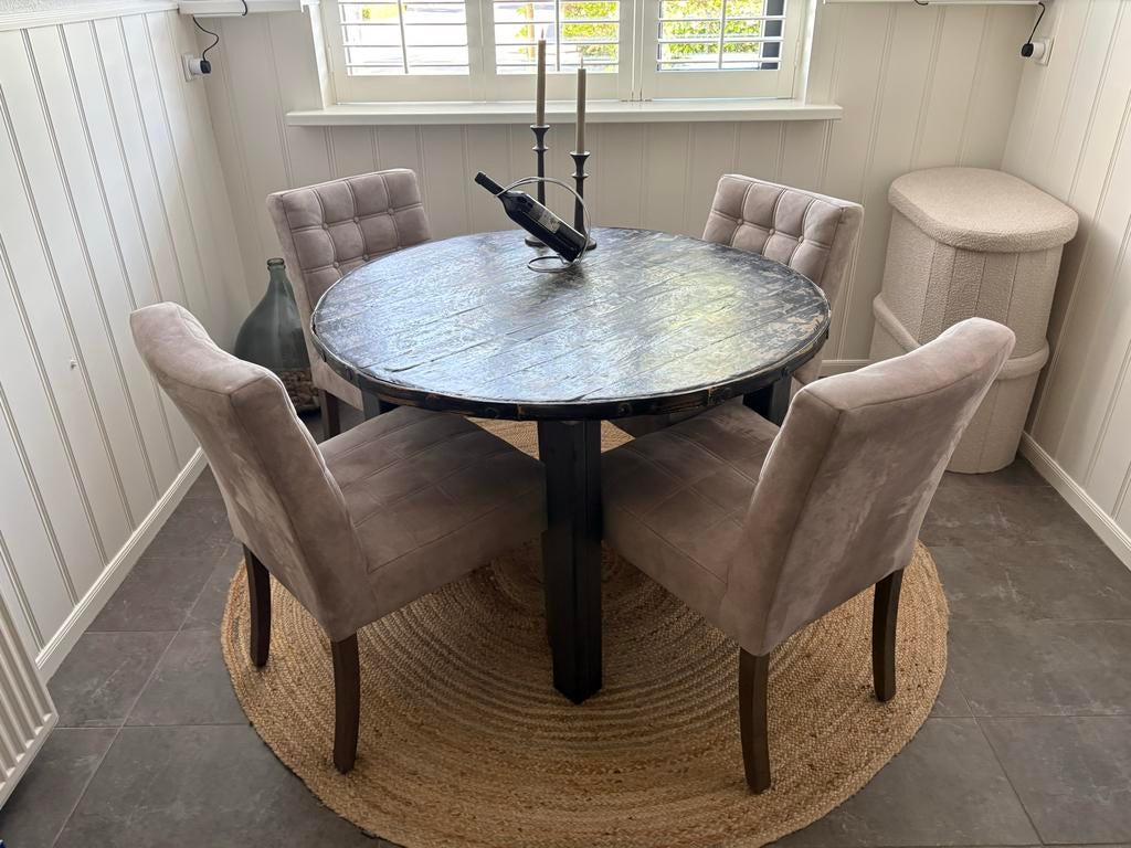 Prachtige vintage ronde eethoek (incl. of excl. stoelen), Ophalen, Gebruikt, 100 tot 150 cm, Rond