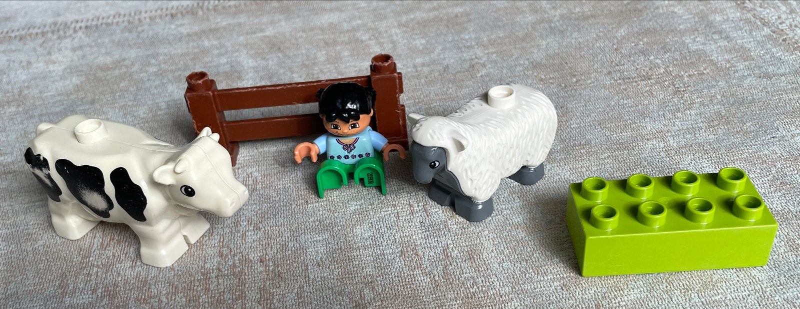 LEGO Duplo Boerderij set: Koe, Schaap, Boer en hek, Ophalen, Gebruikt