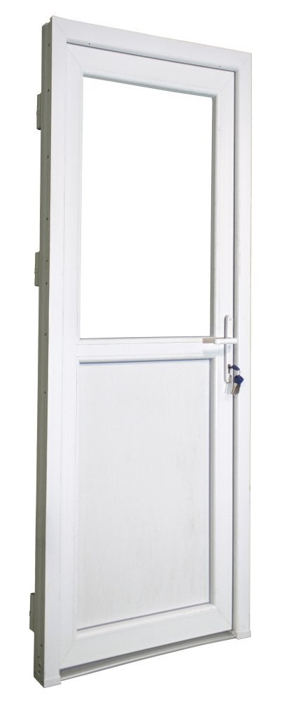 Kunststof 1/2-glas Buitendeur | 98 X 215 Cm | Wit RAL 9016 |, Niet ingevuld, Kunststof, 80 tot 100 cm, 215 cm of meer