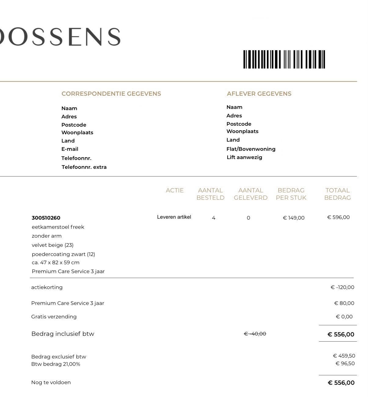 Foto 13 van 4x beige eetkamerstoelen | Goossens