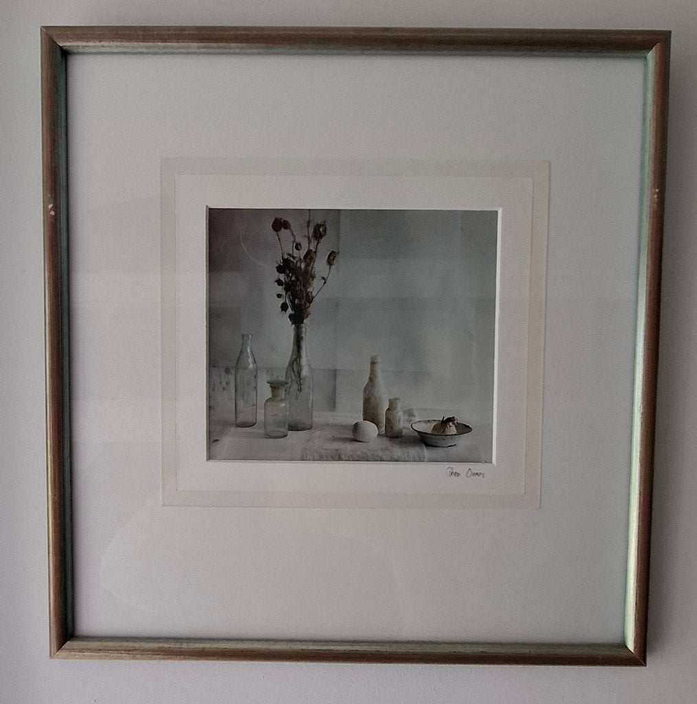 Theo Onnes gesign. Stilllevens 2 luik flessen fotografie, Ophalen, Bijzondere lijst, Realistisch, Overige technieken