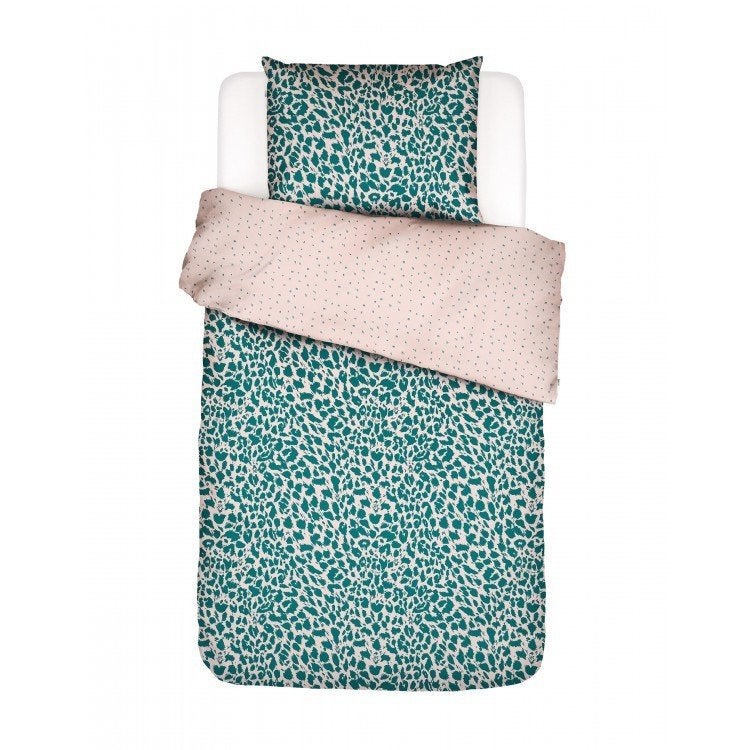 Dekbedovertrek Luipaard Print Petrol Covers & Co, Webstore@essenzahome.nl, Eenpersoons, Blauw, Dekbedovertrek