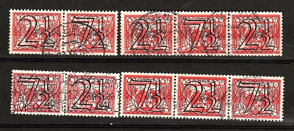 329 nvph 356a-d guilloche gebruikt zie scan., Ophalen of Verzenden, Na 1940, Gestempeld