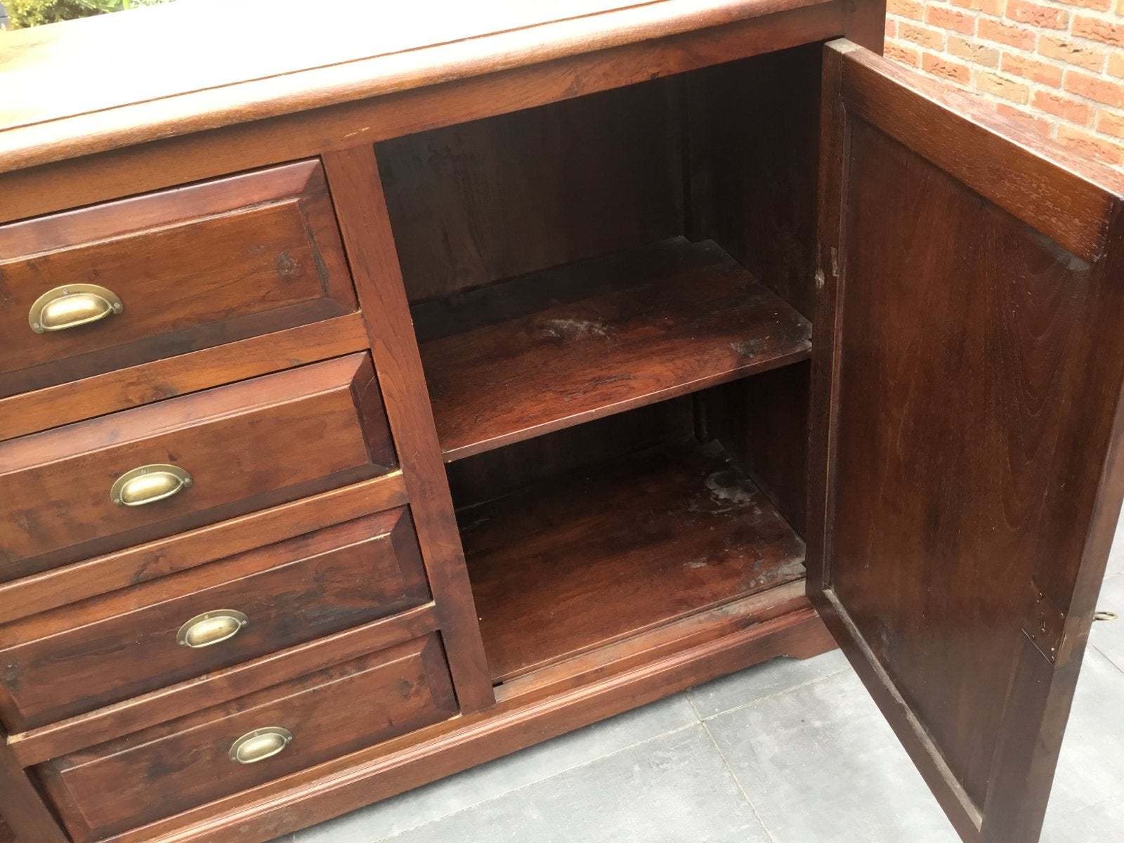 Teak houten dressoir, Ophalen, Gebruikt, 25 tot 50 cm, 150 tot 200 cm