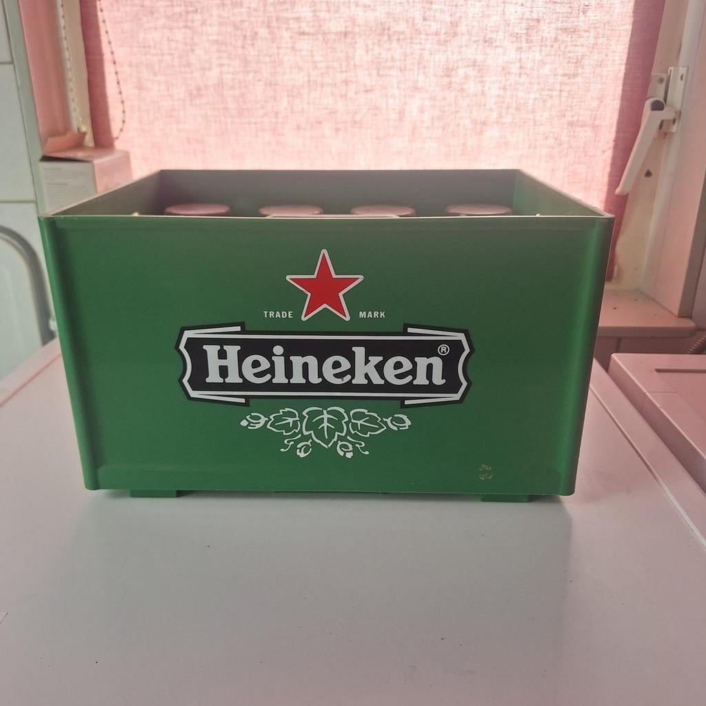 Heineken krat met glazen, Verzamelen, Ophalen of Verzenden, Zo goed als nieuw, Glas of Glazen, Heineken
