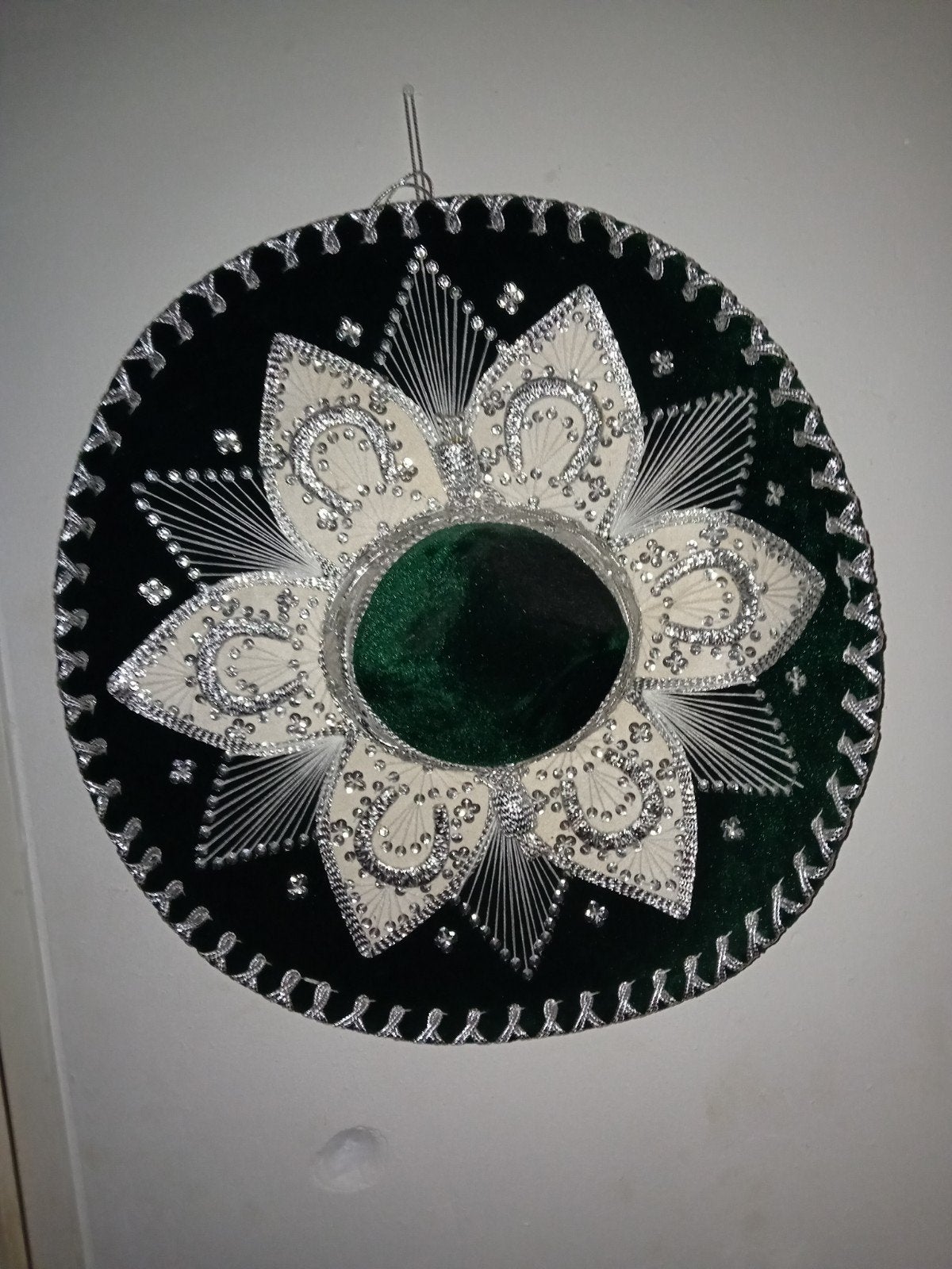 Prachtige Mexicaanse Sombrero - Groen met Zilveren Borduur, Hoed, One size fits all, Ophalen of Verzenden, Onbekend