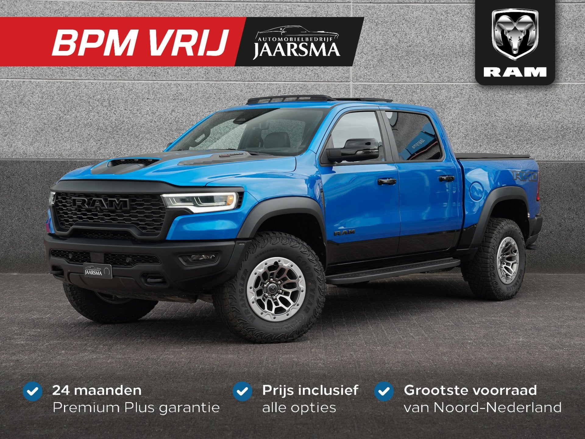 Dodge Ram 1500 RHO 549pk Hurricane High Output CrewCab BPM-v, Auto's, Automaat, Zwart, Blauw, 24 maanden