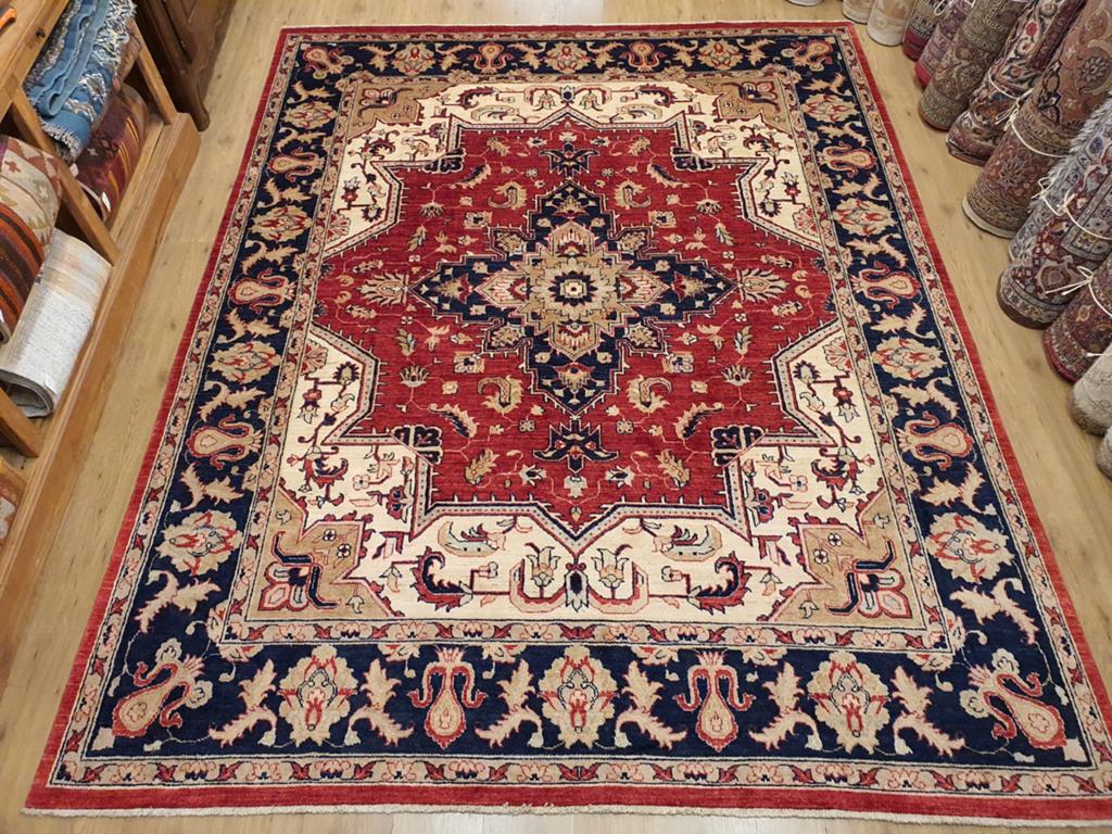 Handgeknoopt oosters tapijt kazak 306x240, Info@SlatsAntiek.nl, Crème, Perzisch, Vof Slats Antiek