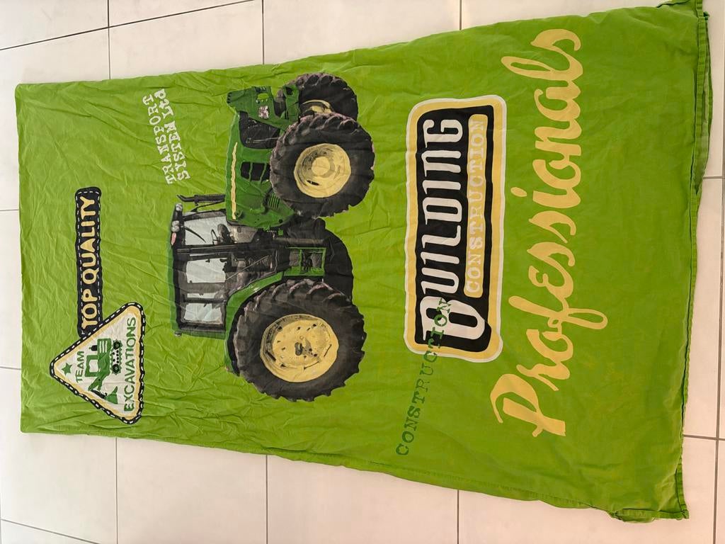 Eenpersoons dekbedovertrek met tractor print, Gebruikt, Dekbedovertrek, Ophalen of Verzenden, Jongetje