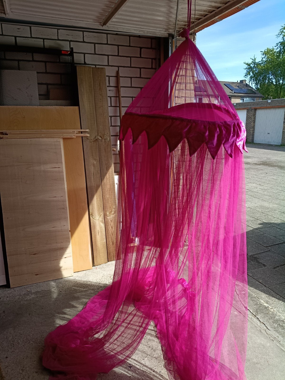 Roze klamboe voor kinderbed of speelhoek, Ophalen, Gebruikt, Overige merken, Ophangbaar