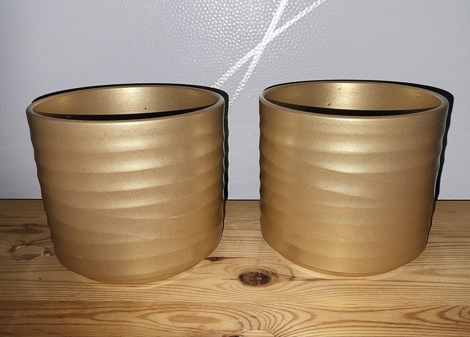Set van 2 gouden bloempotten - Zo goed als nieuw, Ophalen, Zo goed als nieuw, Kunststof