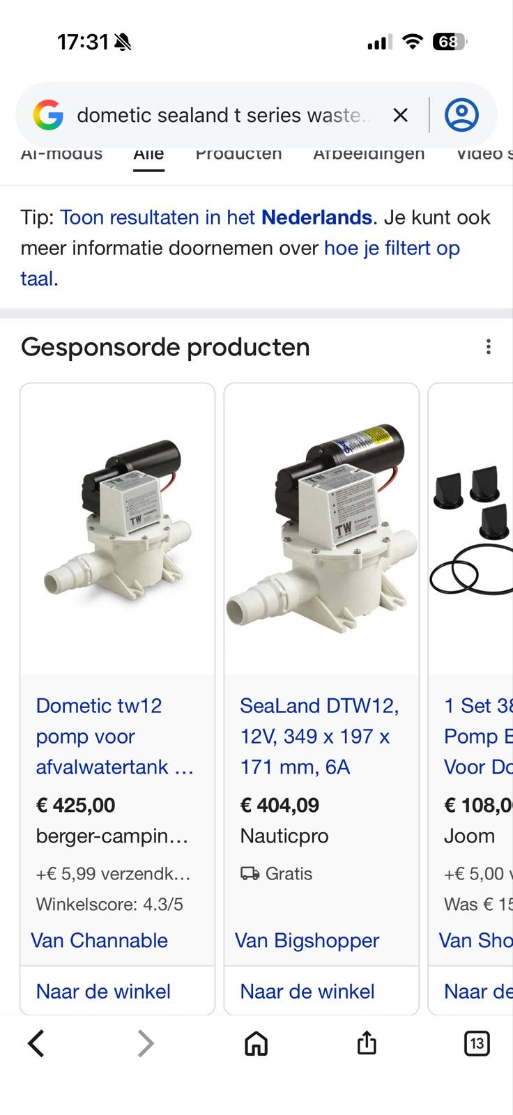 Sealand Vuilwaterpomp T12VDC voor boten, Ophalen, Gebruikt, Kombuis en Sanitair