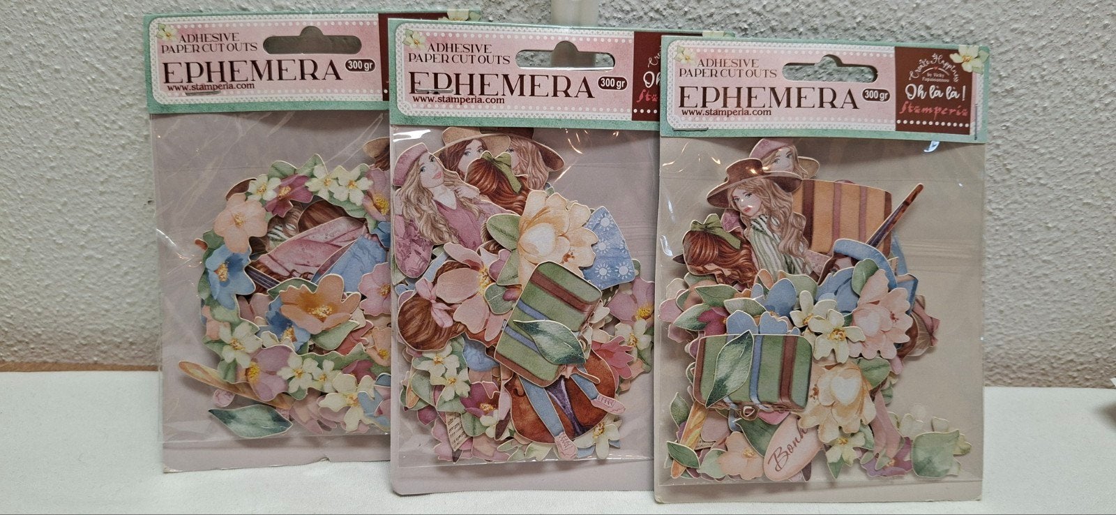 Nieuw! Stamperia Ephemera Set (3 stuks) – Oh lá lá! (300g), Ophalen, Zelfklevend, Overige thema's, Nieuw