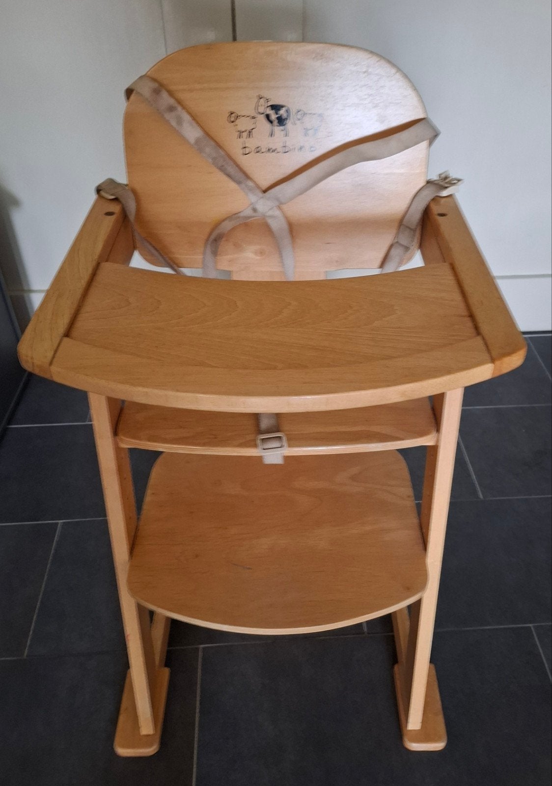 Bambino houten meegroeistoel met stoelverkleiner, Kinderen en Baby's, Ophalen, Gebruikt, Meegroeistoel, Gordel(s)