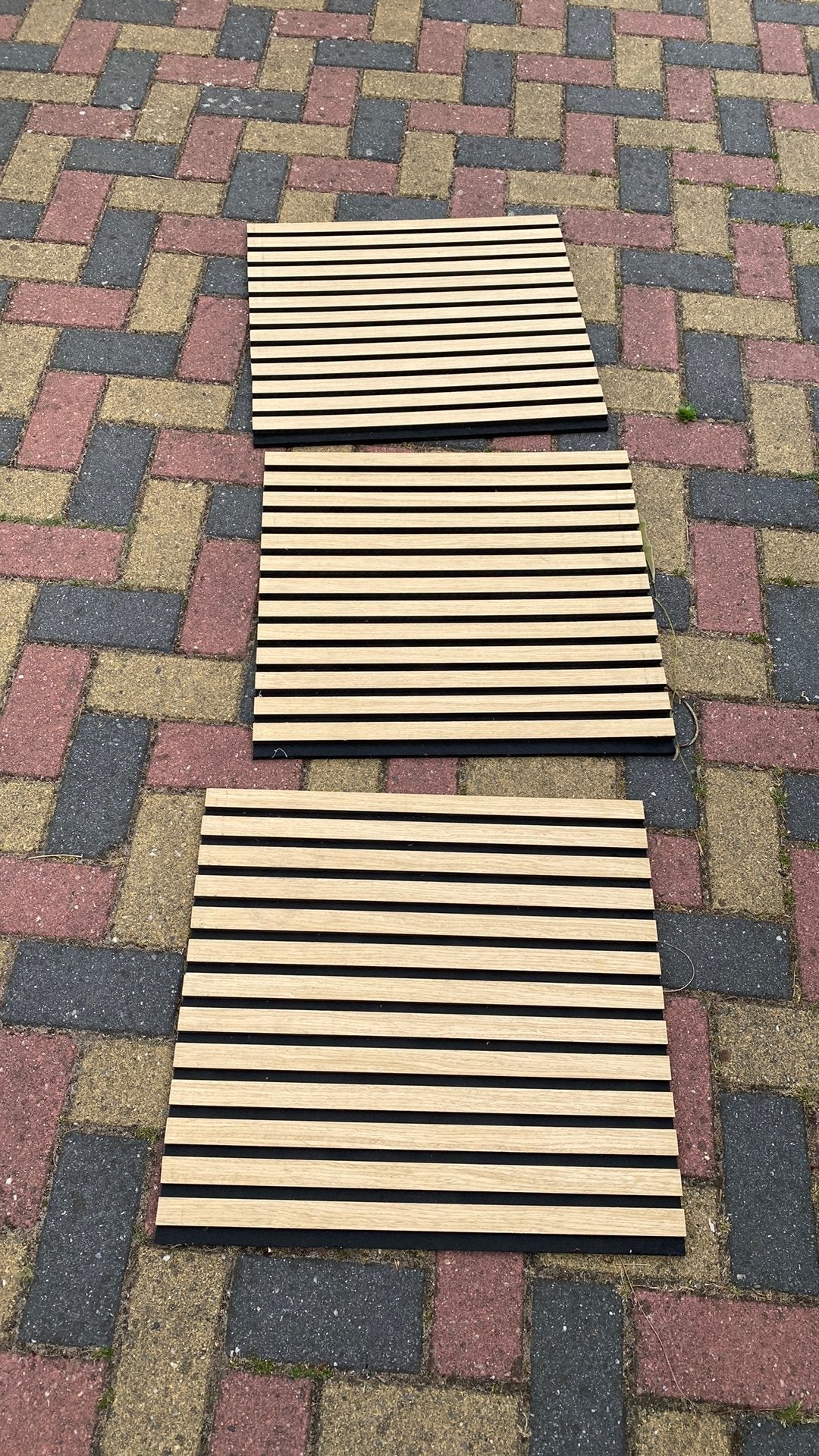 3 plaatjes akoestische wandpanelen, Tuin en Terras, Terrasdelen en Vlonders, Ophalen, Zo goed als nieuw, Hout