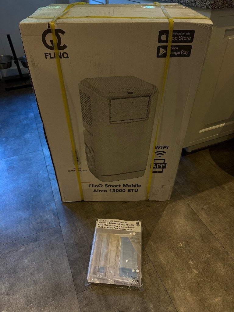 NIEUW FlinQ Slimme Airco + Raamafdichting | 13000 BTU, Ophalen, Nieuw, 3 snelheden of meer, 100 m³ of groter