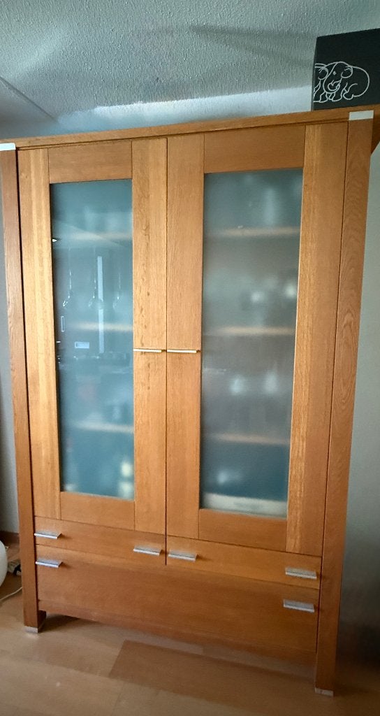 Moderne Kast Licht Eiken, Huis en Inrichting, Kasten | Vitrinekasten, Ophalen, Glas, Gebruikt, 200 cm of meer