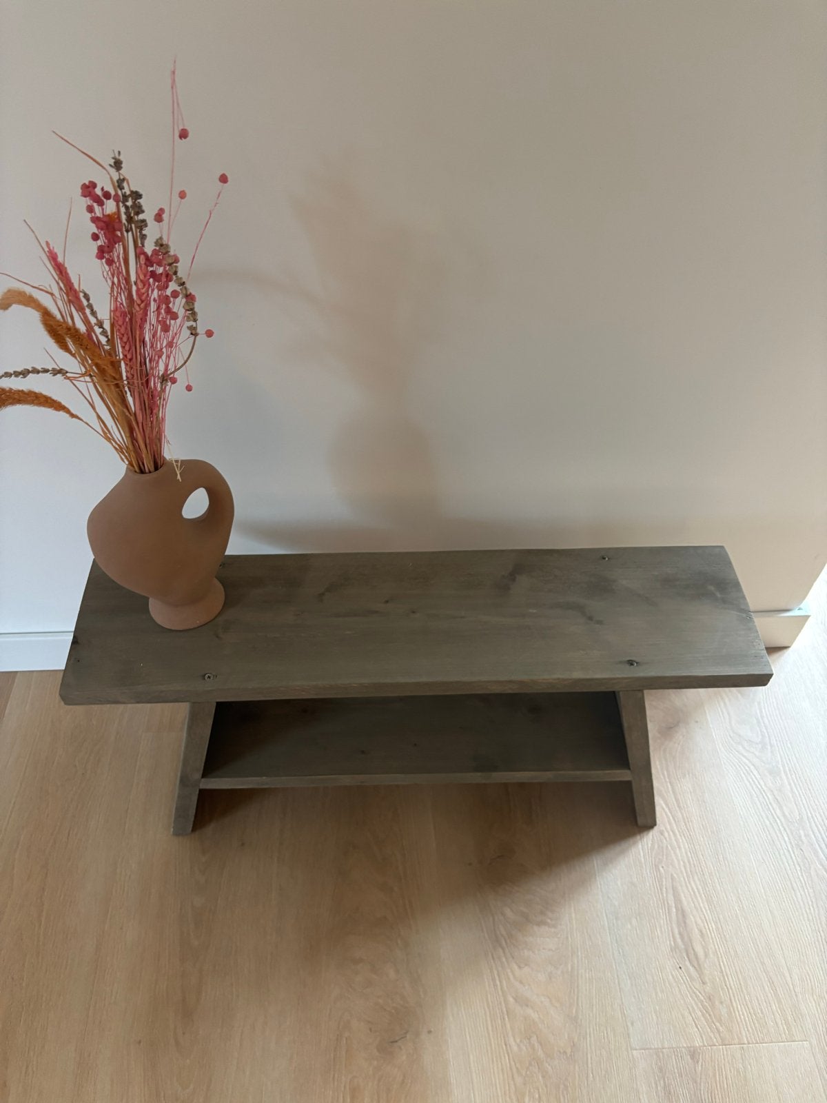 Houten bankje  - Grijs/Bruin, Ophalen, Zo goed als nieuw, Hout, Eén