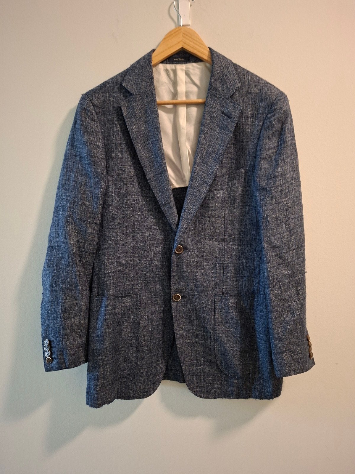 SuitSupply Blazer Donkerblauw Linnen/Wol Maat 42, Blauw, Maat 42/44 (L), Ophalen of Verzenden, Gedragen