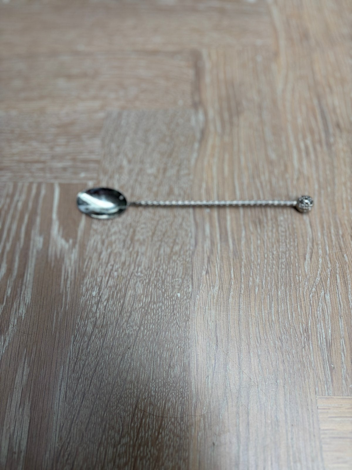 Antieke Zilveren Theelepel met Gedraaide Steel, Antiek en Kunst, Antiek | Bestek, Ophalen of Verzenden