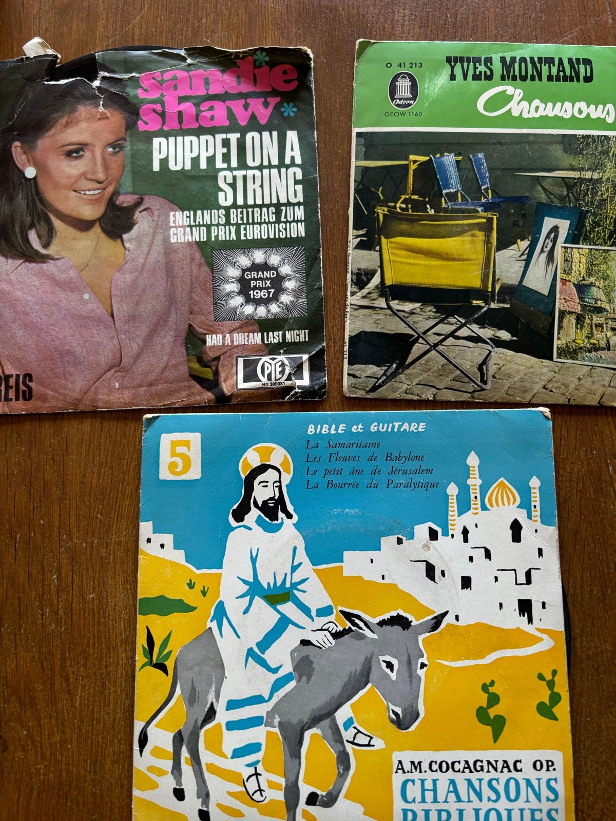 Vintage Vinyl Collectie: Sandie Shaw, Yves Montand, Chansons, Cd's en Dvd's, Gebruikt, 7 inch, Ophalen of Verzenden, Pop