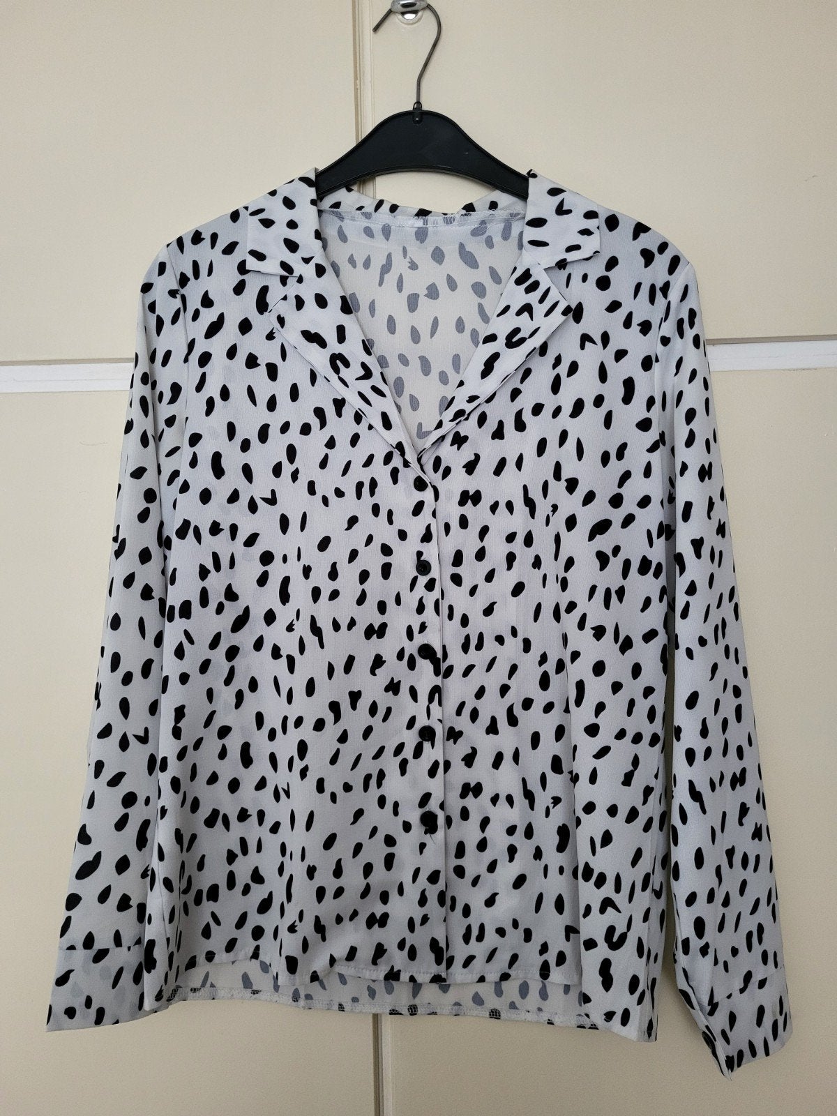 Witte blouse met zwarte stippen, Wit, Ophalen of Verzenden, Maat 36 (S), Onbekend